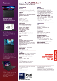 Lenovo ThinkPad P16v Gen 3: Especificações