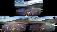 Perfis Beta FSD da Tesla em teste (imagem: DÆrik/YouTube)
