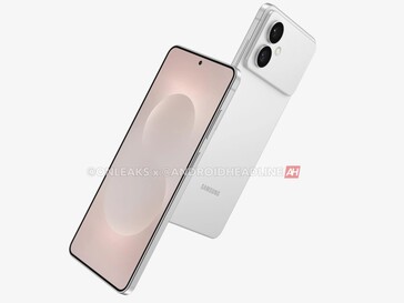 Renderização não oficial mostrando outro ângulo do suposto Galaxy S26 Edge. (Fonte da imagem: OnLeaks via Android Headlines)