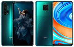 Rivais como o Honor 20 Pro e o Redmi Note 9 Pro poderão em breve ser companheiros estáveis. (Fonte da imagem: Honor/Xiaomi - editado)