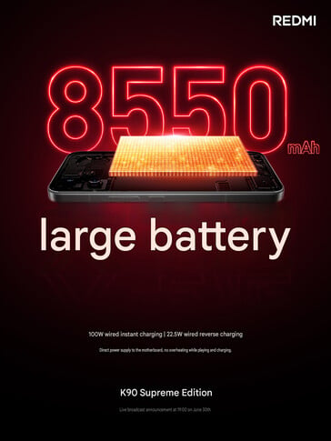 Bateria de grande capacidade do Redmi K90 Ultra (tradução automática)