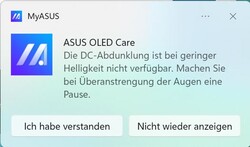 Assim que o brilho do Windows fica abaixo de 60%, uma notificação de aviso é exibida.