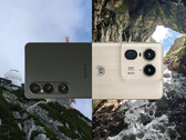 Comparação de fotos de smartphones: Dois concorrentes com câmeras topo de linha em um cume alpino