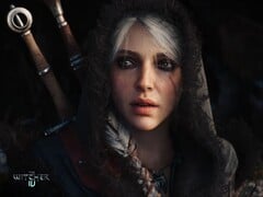 Imagem promocional de close-up de Ciri em The Witcher 4, com duas espadas ao fundo