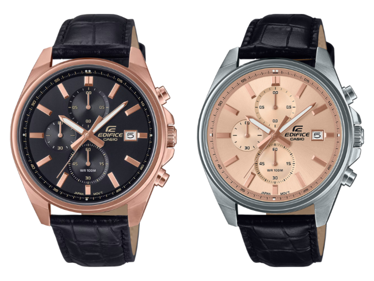 Da esquerda para a direita: os relógios Casio Edifice EFV-610ECL-1A e EFV-610EL-5A. (Fonte da imagem: Casio)