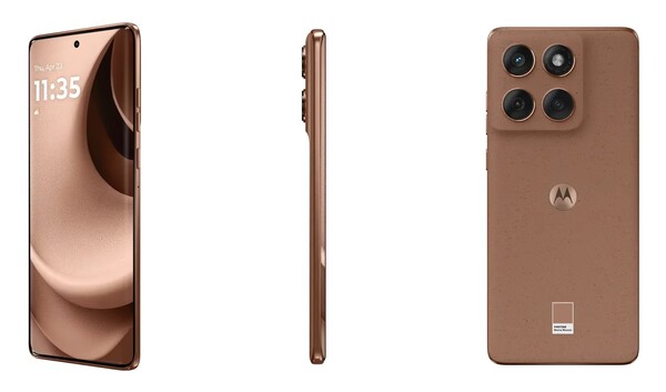 O Edge 60 Fusion na cor Pantone Mocha Mousse está disponível na Europa. (Fontes da imagem: Motorola)