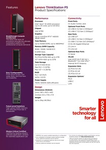Lenovo ThinkStation P5 - Especificações. (Fonte da imagem: Lenovo)