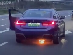 A traseira de um BMW elétrico série 3 pegou fogo durante um test drive perto da cidade chinesa de Zhengzhou (Imagem: CnEVPost)