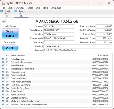 O ADATA SE920 funciona com PCIe 4.0 x2