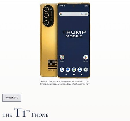 O Trump T1 está atualmente à venda por US$ 749 no site da Trump Mobile