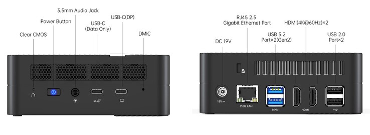 Portas externas no Minisforum Venus Series UM560 XT (fonte: Minisforum)