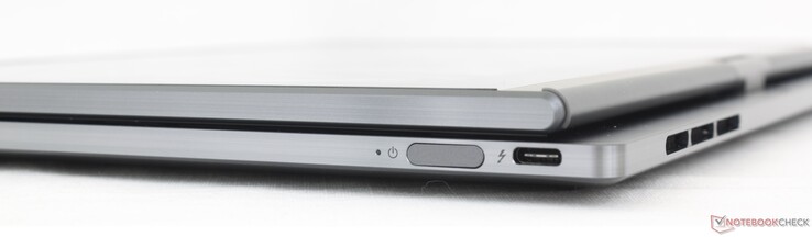 À direita: Botão Liga/Desliga habilitado para impressão digital, USB-C Thunderbolt 4 com Power Delivery + DisplayPort
