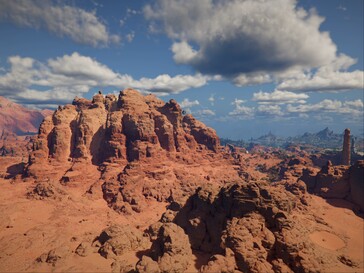 Vasta paisagem antes da atualização da Qualidade do Cenário Distante