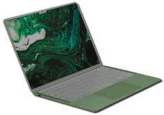 O MacBook Air de 2022 foi retratado com um entalhe neste conceito de renderização feita em leque. (Fonte da imagem: @AppleyPro - editado)