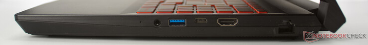 3.Porta de áudio de 5 mm, USB-A 3.2 (5 Gbit/s), USB-C 3.2 (5 Gbit/s), HDMI 2.0 (4K UHD até 60 Hz), RJ-45 (LAN)