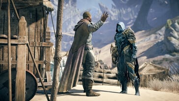 Uma imagem mostrando dois personagens em Atlas Fallen: Reign of Sand.