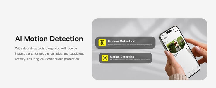 A câmera também possui detecção humana com tecnologia de IA (Fonte da imagem: Baseus)