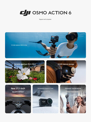 Principais recursos da câmera de ação DJI Osmo Action 6 (Fonte da imagem: DJI)