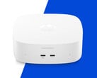O novo OmniDesk Mini está disponível com processador até o Core 5 320. Na foto: uma imagem promocional mostrando a parte frontal do mini PC.