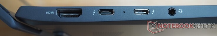 Esquerda: HDMI, 2x USB-C 4 (Thunderbolt 4, DisplayPort, Power Delivery), Áudio (Fone de ouvido/Mic)