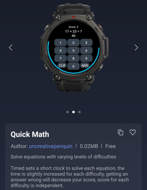 O aplicativo Quick Math para smartwatches Amazfit