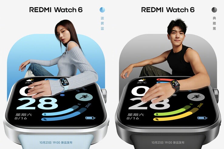 Elegante versão em preto e azul do Redmi Watch 6 (Fonte da imagem: Xiaomi)