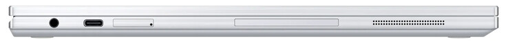 Lado esquerdo: combinação de áudio, USB 3.2 Gen 1 (Type-C, Power Delivery, DisplayPort), leitor de cartões microSD