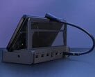 O Asus ROG Bulwark DG300 está posicionado para ser uma estação de acoplamento universal. Na foto: o dock conectado a um telefone. (Fonte da imagem: Asus)
