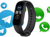 A Mi Band 6 pode permitir que os usuários se comuniquem através de serviços populares de mensageiros. (Fonte de imagem: Xiaomi (Mi Band 5 fotografado)/Medium - editado)