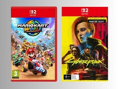 Títulos de lançamento do Switch 2: Mario Kart World e Cyberpunk 2077 (Fonte da imagem: Game UK, JB Hi-Fi com edição)