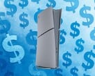 Console PS5 do 30º aniversário exibido com símbolos de dólar