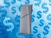 Console PS5 do 30º aniversário exibido com símbolos de dólar