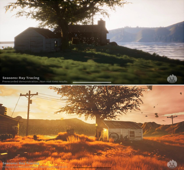 Cena sazonal: Resultados de renderização em tempo não real versus tempo real