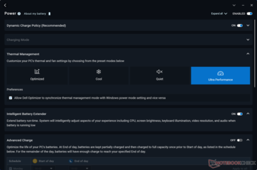 Configurações do perfil de energia