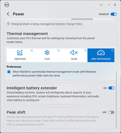 Tela de configurações de energia mostrando perfis de energia