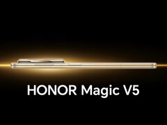 O Magic V5 em sua opção de cor &quot;Silk Gold&quot;. (Fonte da imagem: Honor - editado)