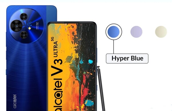 O Alcatel V3 Ultra estará disponível em três cores, incluindo Hyper Blue. (Fonte da imagem: Flipkart)