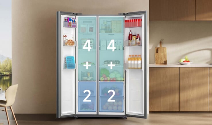 O refrigerador side-by-side oferece uma generosa capacidade total de 621 litros