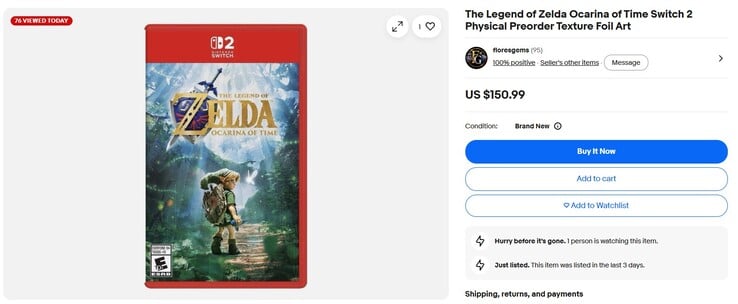 Remake de Zelda: Ocarina of Time listado no eBay.
