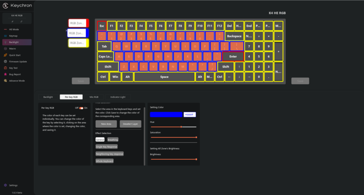As novas configurações RGB por tecla nos drivers da Web Lemokey e Keychron Launcher liberam recursos de personalização mais sérios. (Fonte da imagem: Notebookcheck)