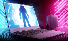 O laptop para jogos XMG NEO 16 (E23) vem com alto-falantes estéreo e um Thunderbolt 4 com porta de 40 Gbit/s. (Fonte da imagem: XMG)