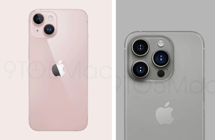 Renderizações do iPhone 15 e do iPhone 15 Pro. (Fonte da imagem: 9to5Mac)