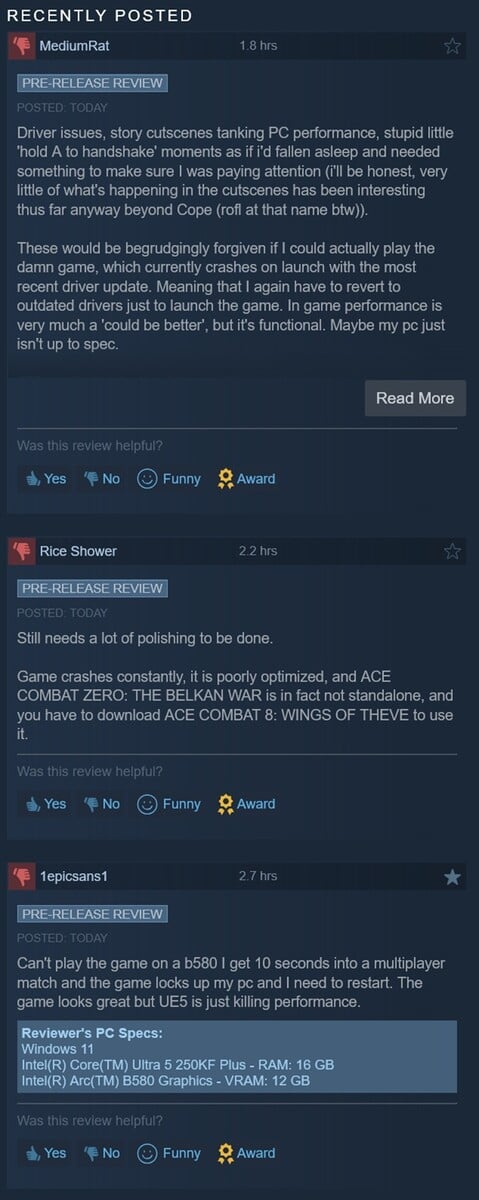 Exibindo avaliações negativas de Ace Combat 8: Wings of Theve na Steam