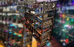 Plataforma de mineração Crypto com placas NVIDIA (imagem: miner69niner/Reddit, editado)