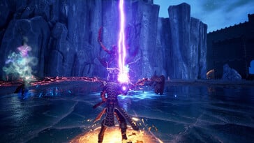 Uma imagem mostrando um ataque em Dungeons of Sundaria.