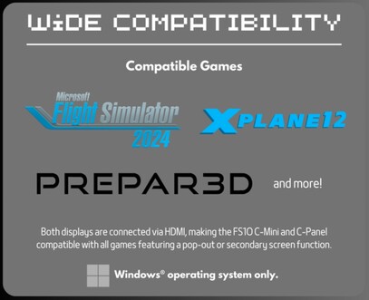 Esses monitores devem ser compatíveis com vários simuladores de voo