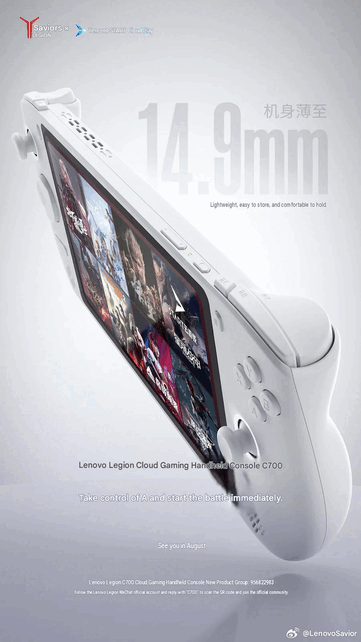 A Lenovo destaca a espessura do console portátil para jogos Legion C700 (tradução automática)
