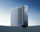 O MS-01 SE pode ser equipado com até 64 GB de memória RAM DDR4. Na foto: uma imagem promocional mostrando a parte frontal do mini PC.