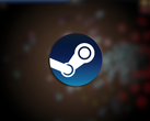 Na foto, o logotipo do Steam sobreposto a uma captura de tela borrada do jogo Power Fantasy. (Fonte da imagem: Steam - editado)