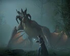 Um dragão em Hogwarts Legacy.